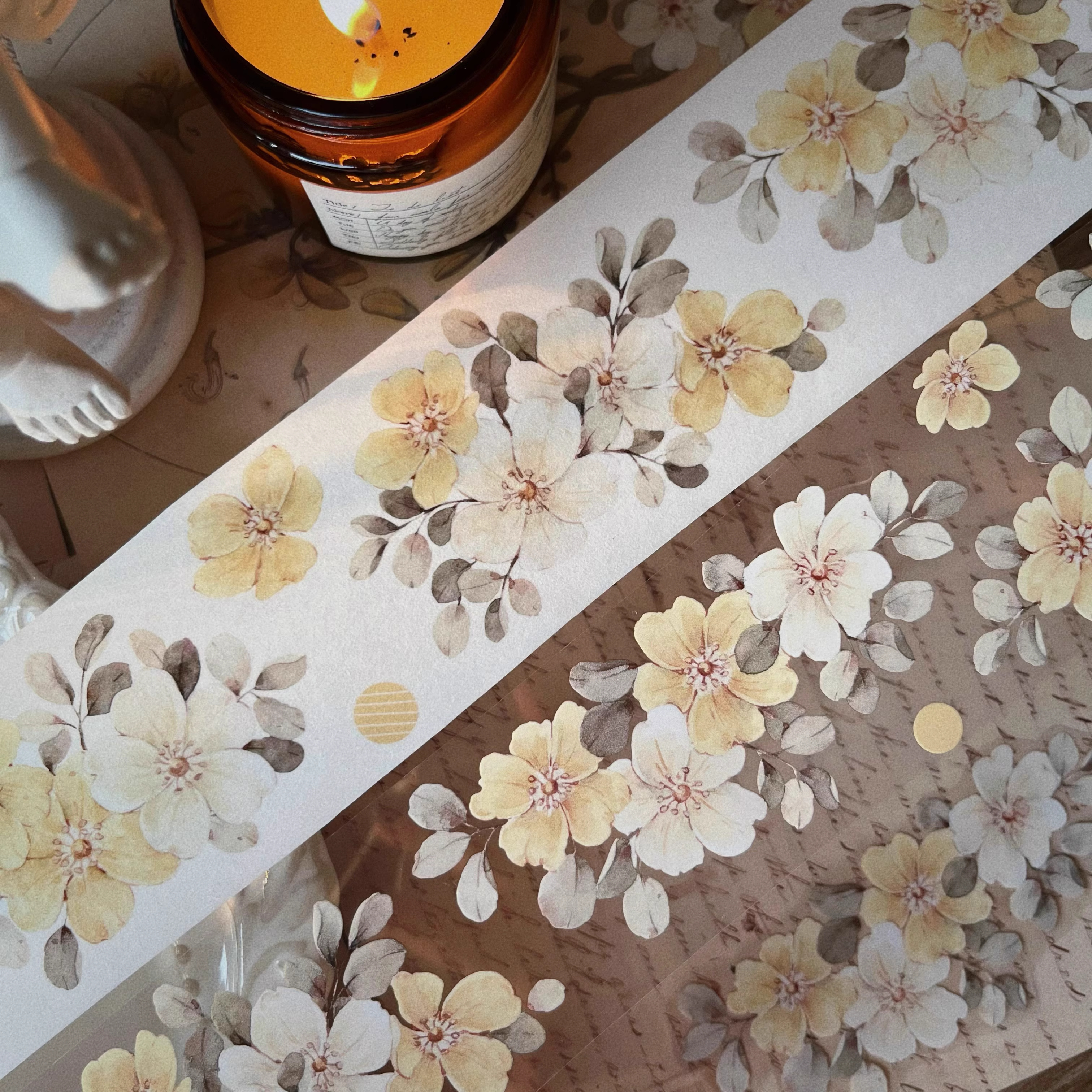 YIER Studio Pretty Vintage Yellow Rose PET Washi Tape 2.17 inch * 236.22 inch