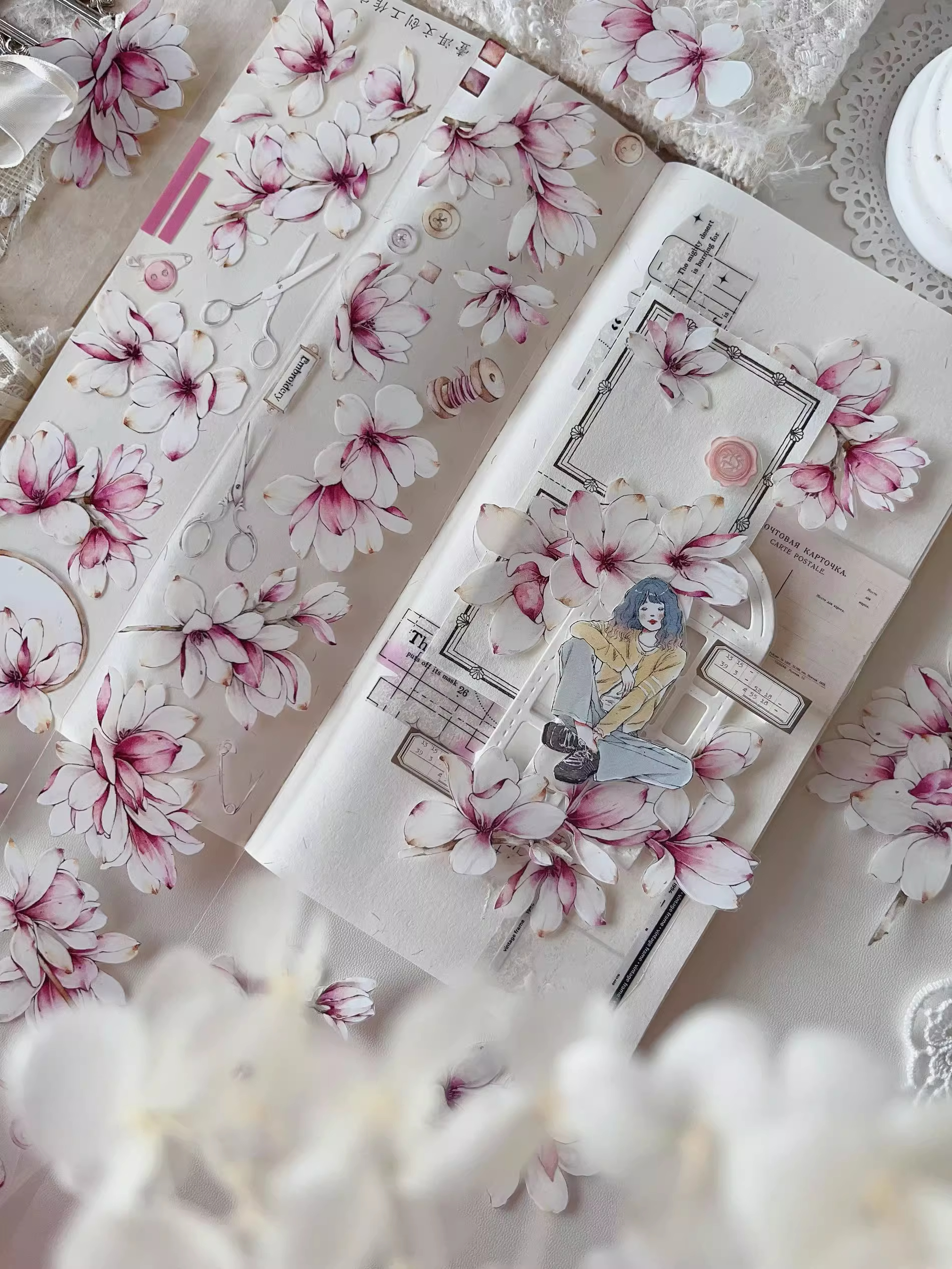 YIER Studio Purple Flowers PET Washi tape 55mm*600cm
