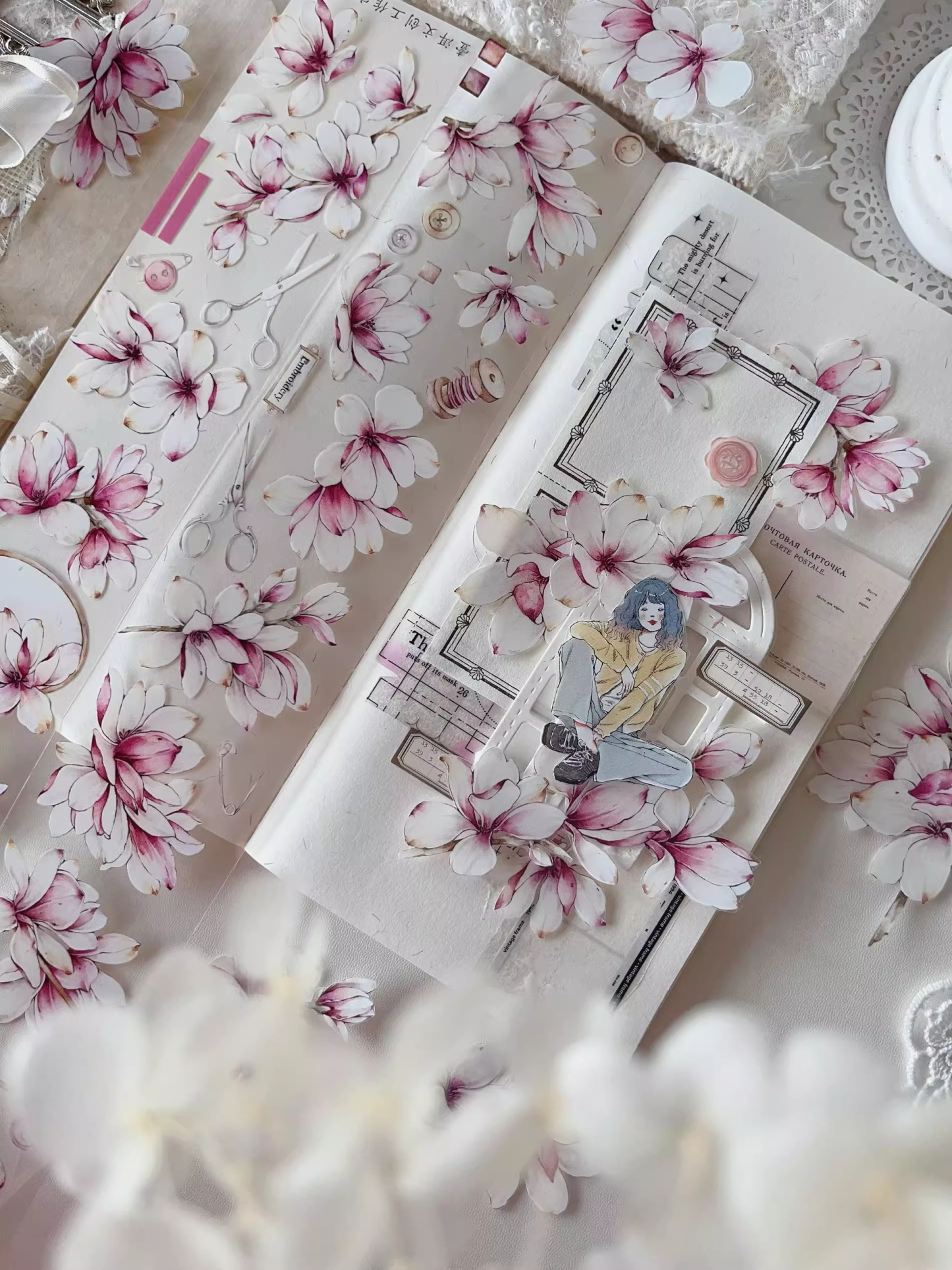 YIER Studio Purple Flowers PET Washi tape 55mm*600cm