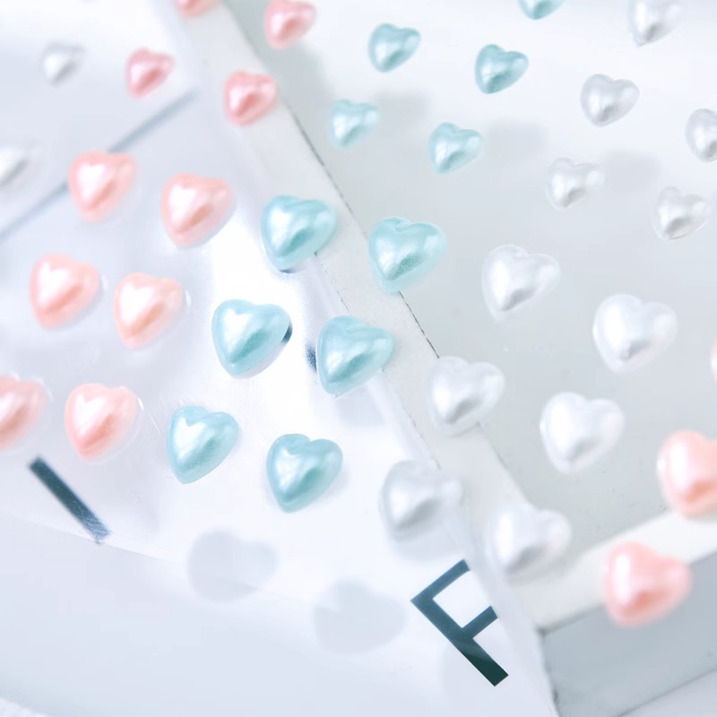 3 colors Love Shape Acrylic semicircle pearl sticker