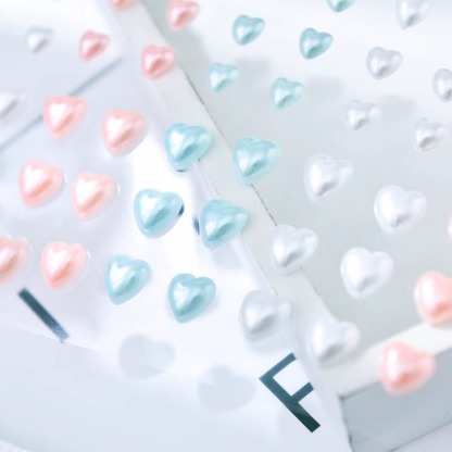 3 colors Love Shape Acrylic semicircle pearl sticker