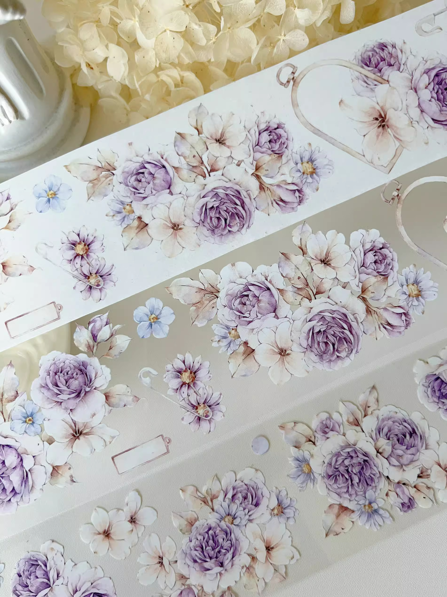 YIER Studio Dusk Purple Flowers PET Washi tape 60mm*600cm