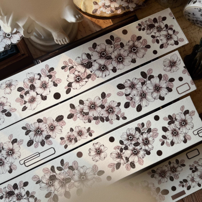YIER Studio Beautiful Hand Drawn Black Rose PET Washi Tape 2.36 inches * 236.22 inches