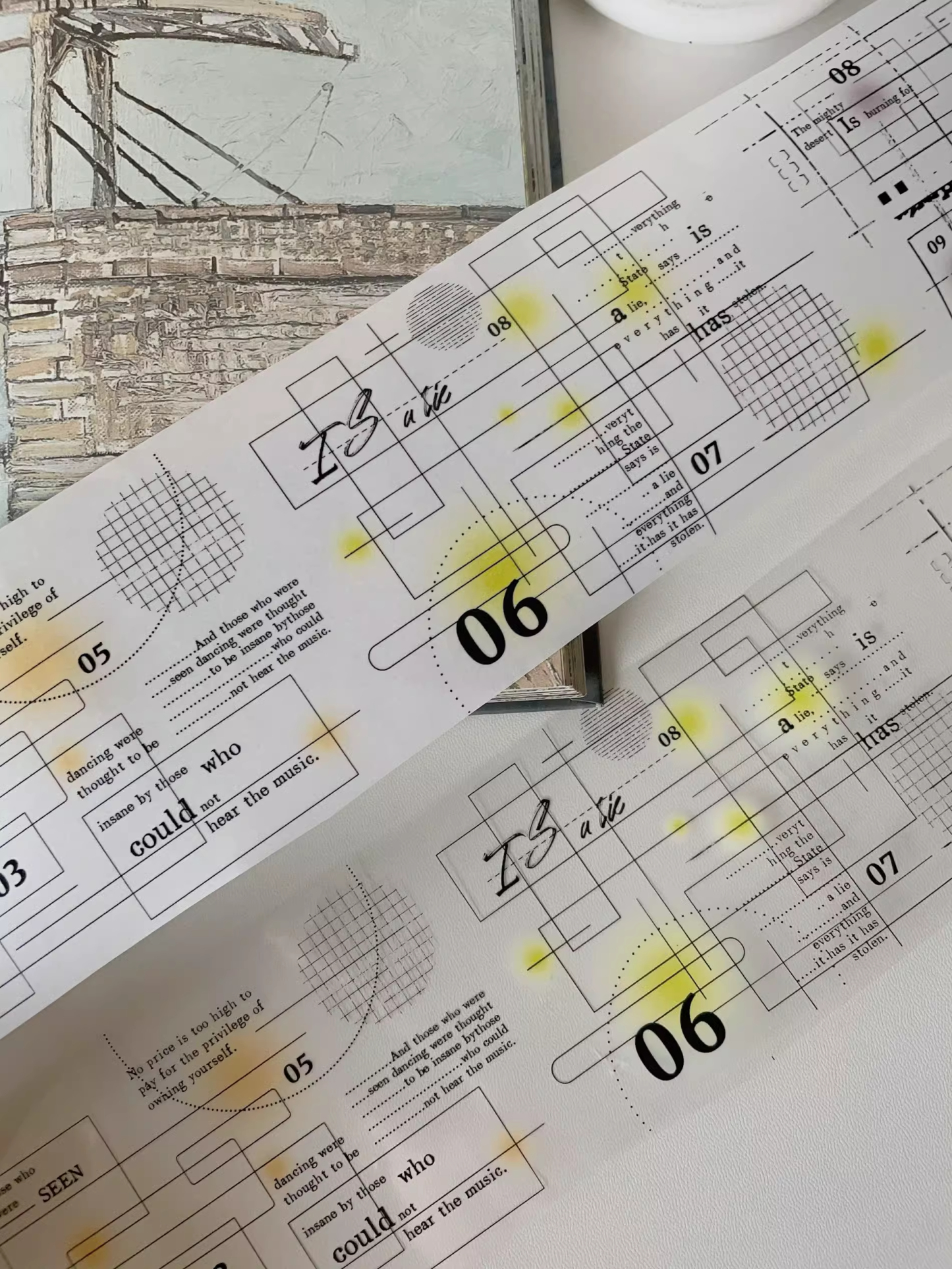 YIER Studio Text Wireframe PET Washi tape 70mm*600cm