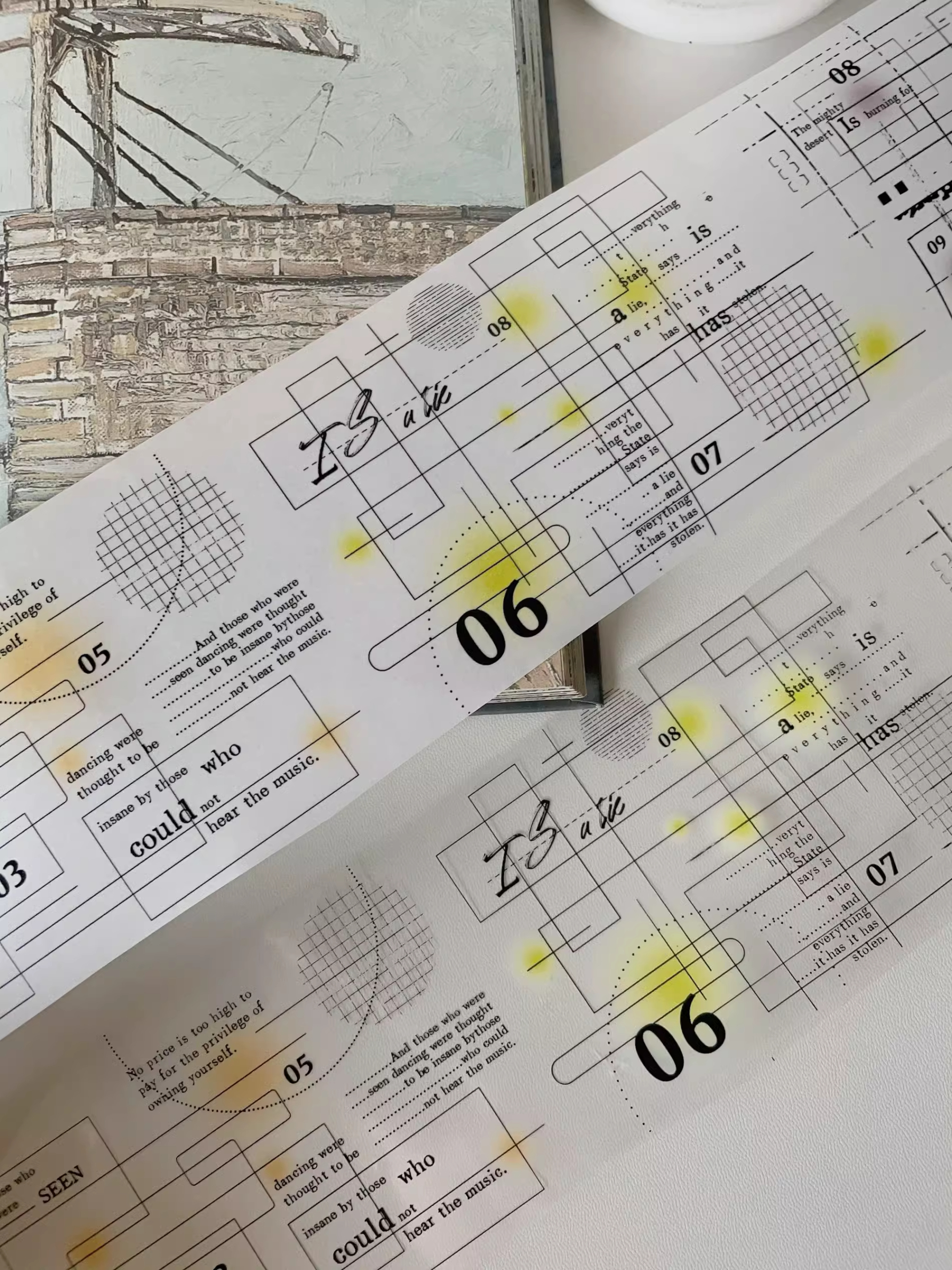 YIER Studio Text Wireframe PET Washi tape 70mm*600cm