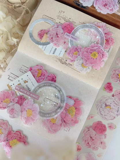 YIER Studio Pink Peony PET Washi tape 50mm*500cm