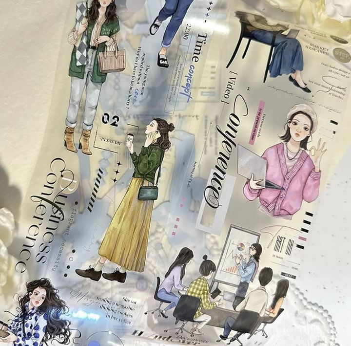 Moodtape 8cm*10M Working Girl Theme PET/Washi Tape