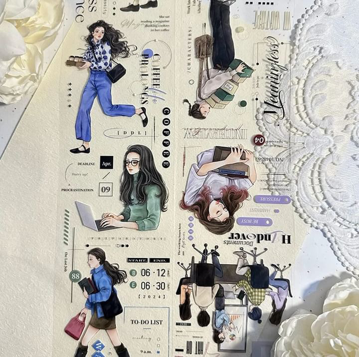 Moodtape 8cm*10M Working Girl Theme PET/Washi Tape