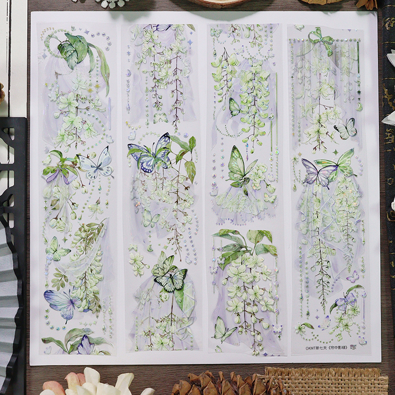 OKMT Studio 60mm/5M Green Flowers PET Tape