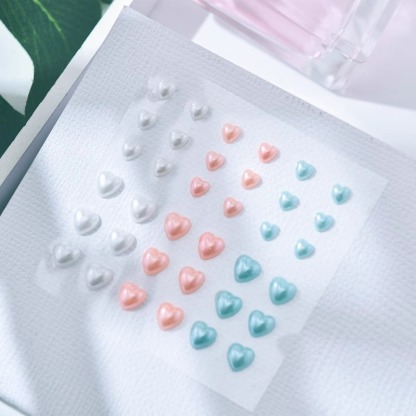 3 colors Love Shape Acrylic semicircle pearl sticker
