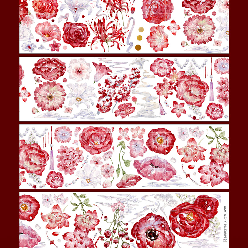 OKMT Studio 55mm/5M Red Flower Art Decoration PET Tape