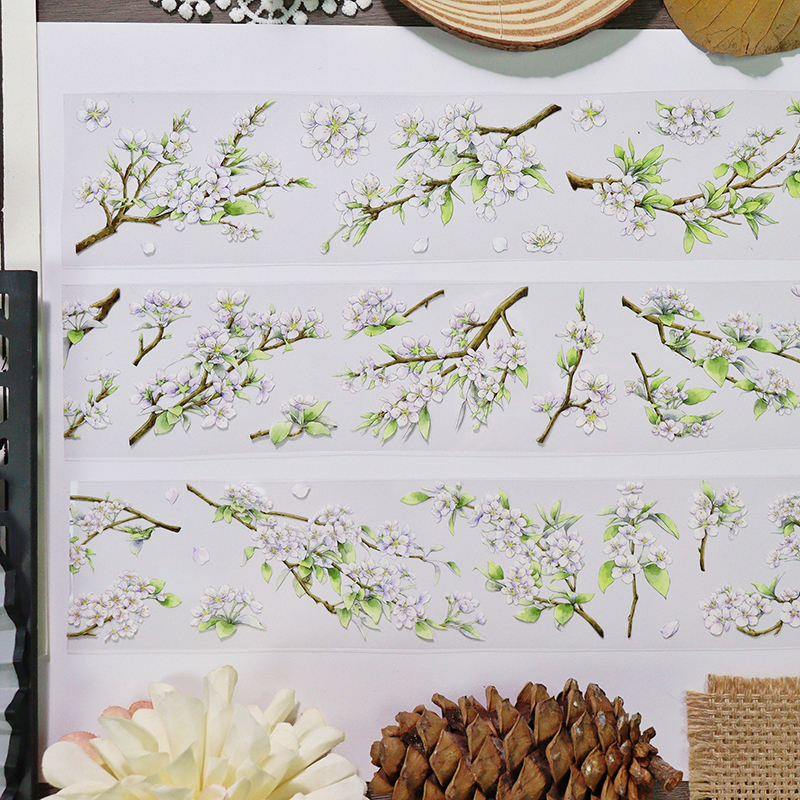 OKMT Studio 60mm/5M White Flower Art Decoration PET Tape