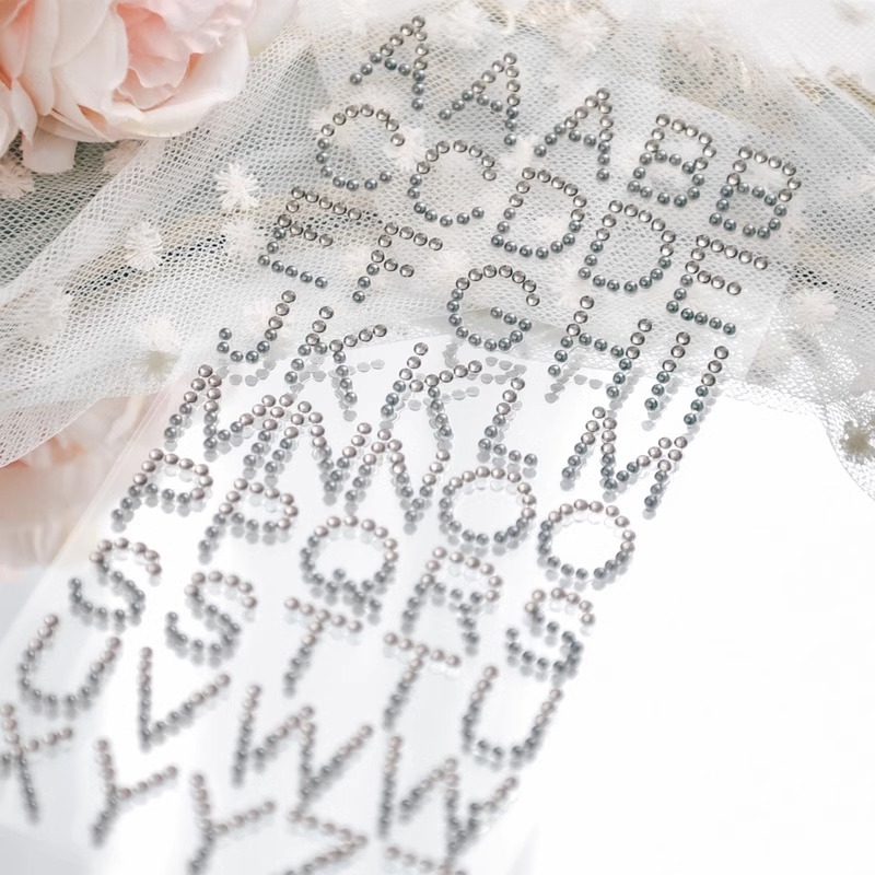 English alphabet transparent diamond stickers