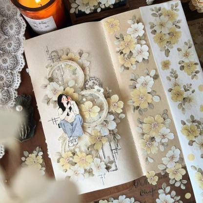 YIER Studio Pretty Vintage Yellow Rose PET Washi Tape 2.17 inch * 236.22 inch