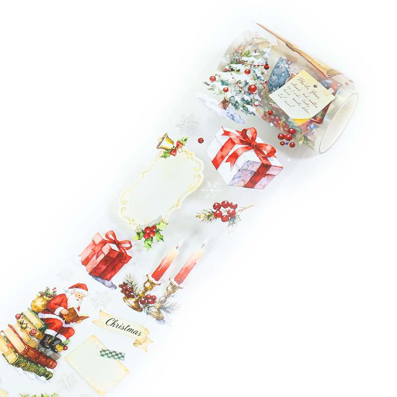 1 roll of Christmas, snowy, winter, house-themed PET tape