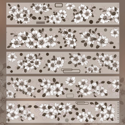 YIER Studio Beautiful Hand Drawn Black Rose PET Washi Tape 2.36 inches * 236.22 inches