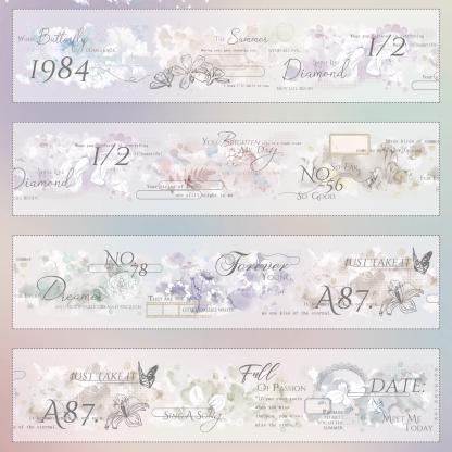 YIER Studio Watercolor Text flowers PET Washi Tape 2.17 inch * 236.22 inch