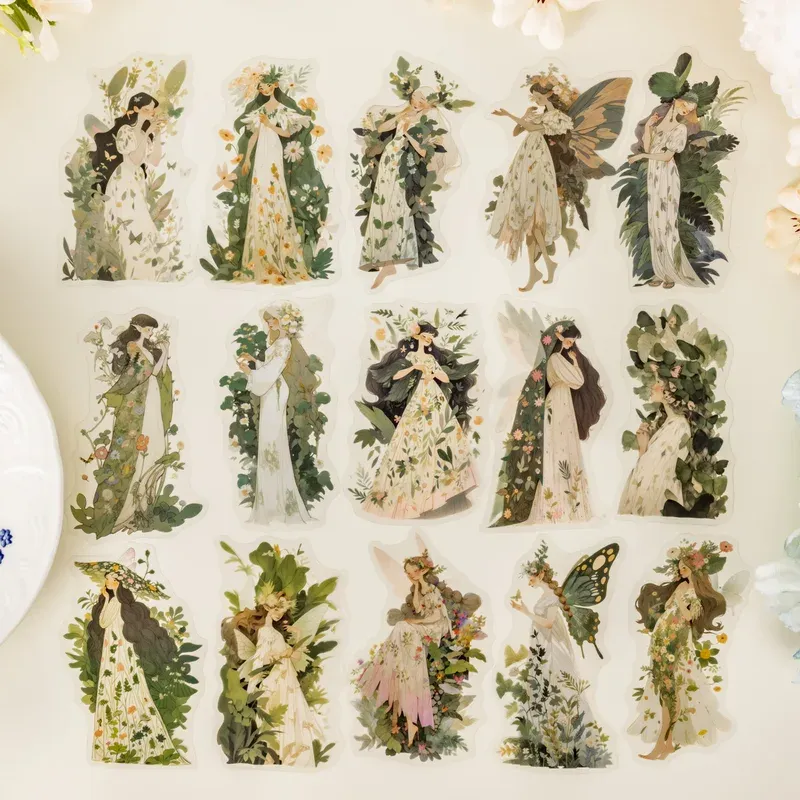 15 pcs/lot Pretty butterfly girl PET Stickers