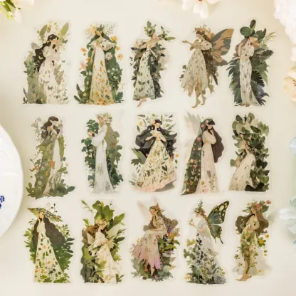 15 pcs/lot Pretty butterfly girl PET Stickers