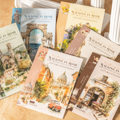 10Sheet Rome Scenic Travel Themed Sticker Book - Die-cut