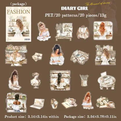 Planner's Daily Series Vintage Character Landscaping PET Sticker Creative DIY Journal Material Collage Stationery