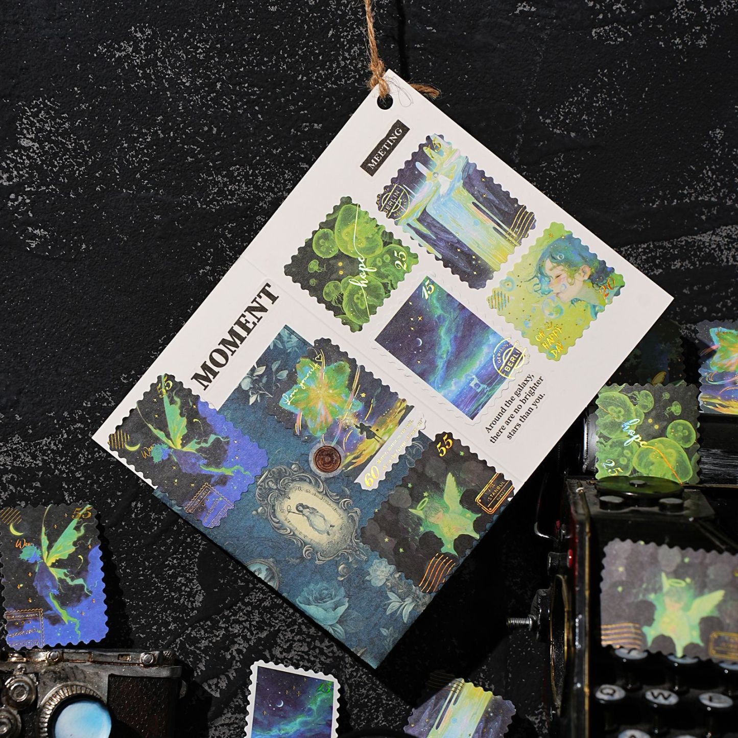 20Pcs/Pack Starry Sky Stars Moon Stamps Stickers