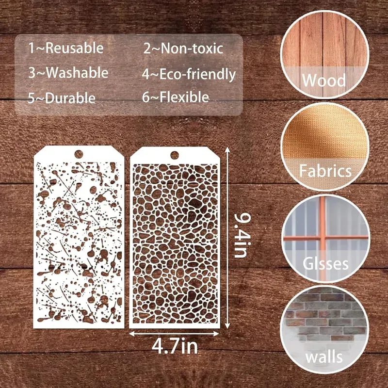 8Pcs/Set 24cm Leopard Brick Dot Grid DIY Layered Template
