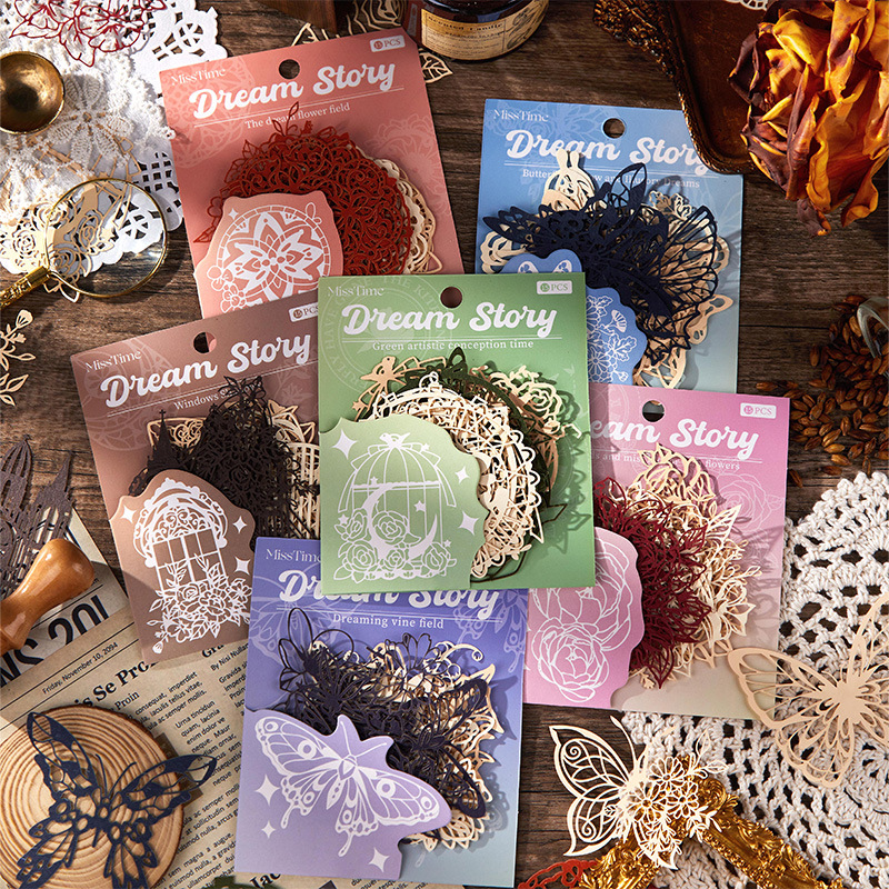 15Pcs/Pack Hollow Flowers Window Butterfly Pre-cut Material Paper