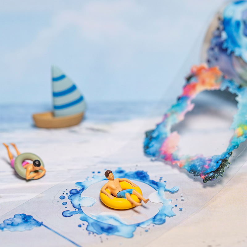 Watercolor framed theme on PET tape 1.97 * 78.74 inches