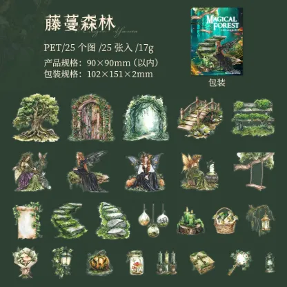 25pcs/1lot Enchanted Forest PET Sticker