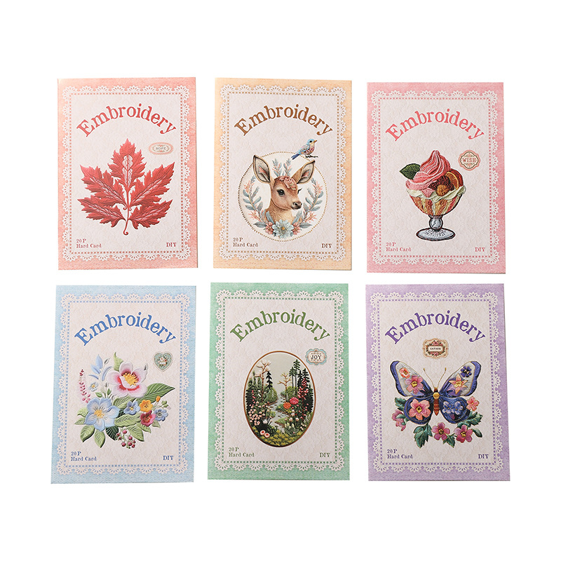 20 Pcs/Pack Embroidery Floral Theme Card Stickers