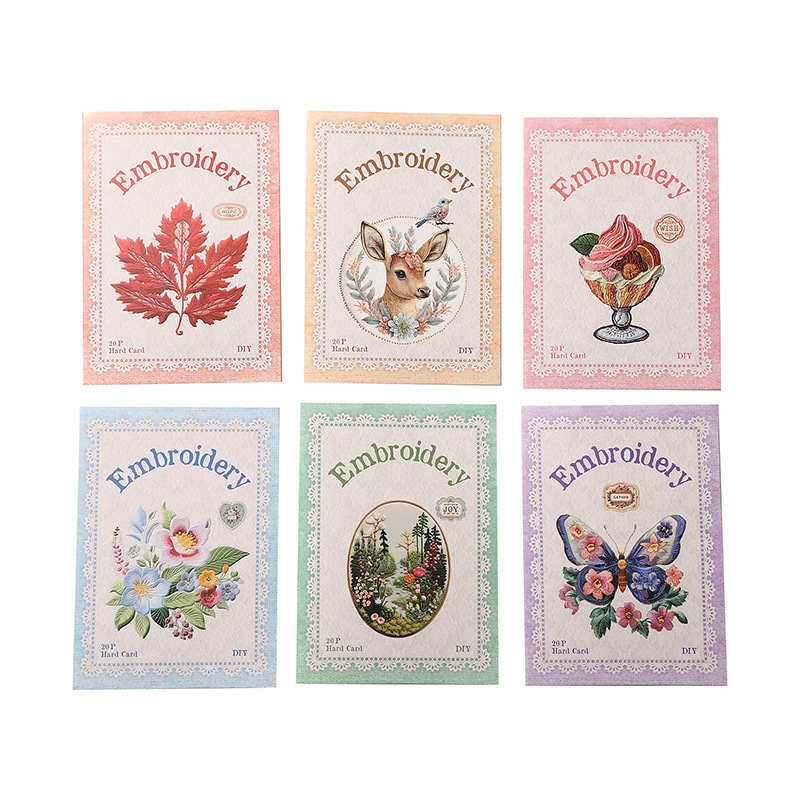 20 Pcs/Pack Embroidery Floral Theme Card Stickers