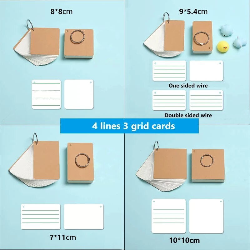 100 Blank card 4 lines 3 grid card Hard word card