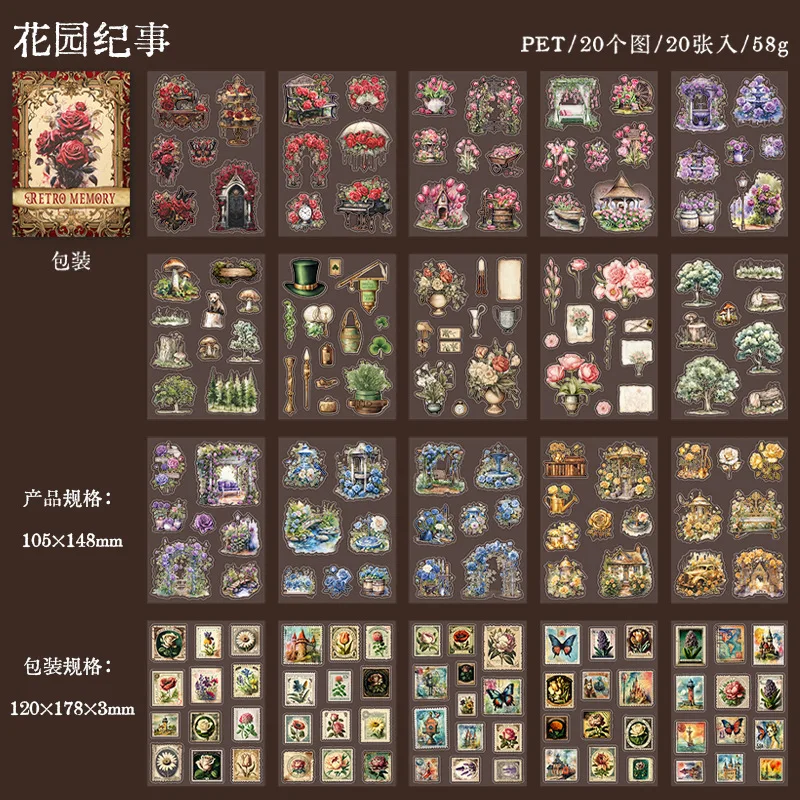 28pcs Vintage Pre-cut PET Stickers