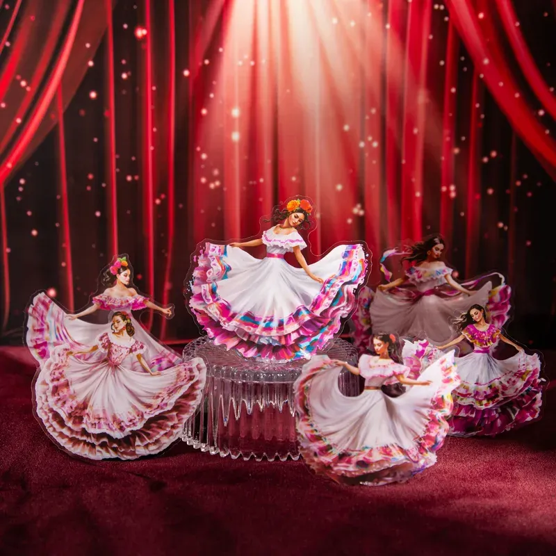 10Pcs Dancing Girl Themed Pet Stickers