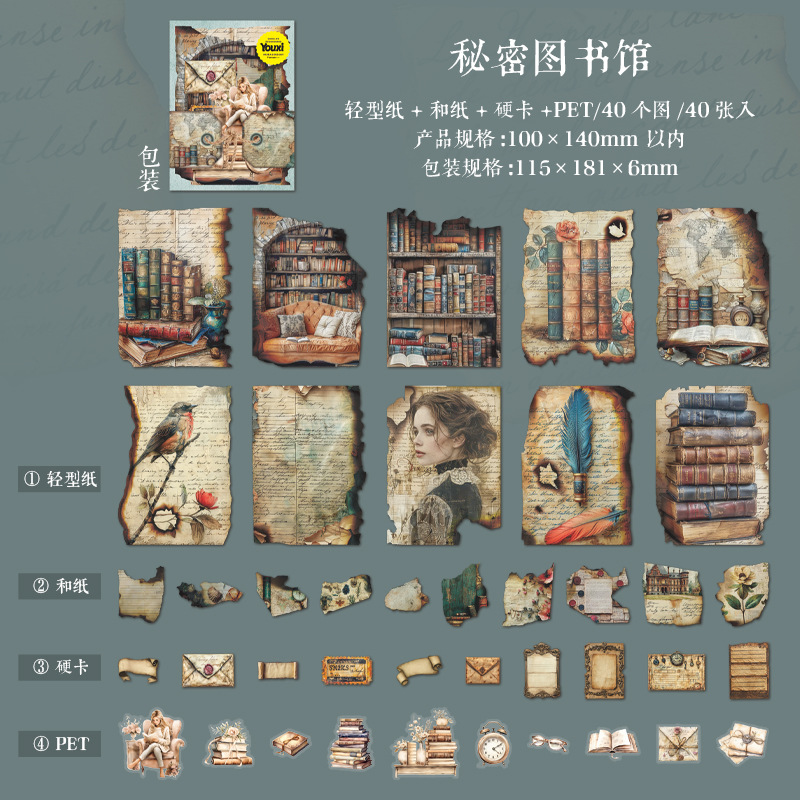 40Pcs/Pack Vintage Burnt Marks Texture Paper