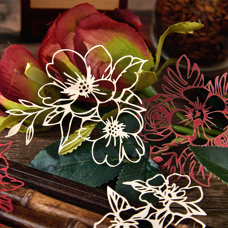 15Pcs/Pack Hollow Flowers Window Butterfly Pre-cut Material Paper