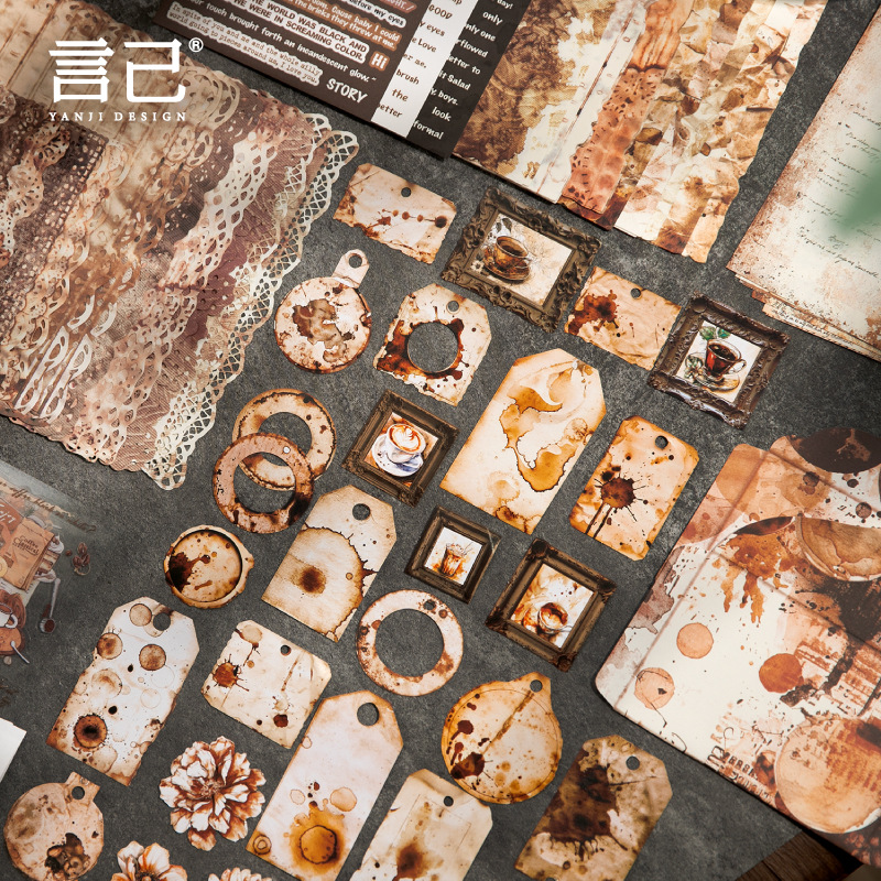 158Pcs/Pack Large Quantity Retro Theme Material Paper