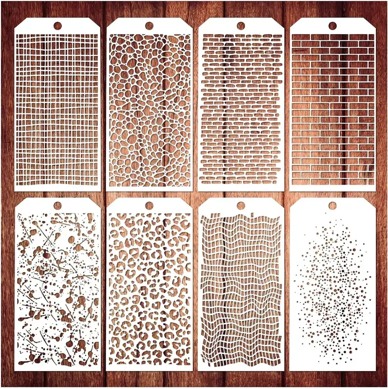 8Pcs/Set 24cm Leopard Brick Dot Grid DIY Layered Template