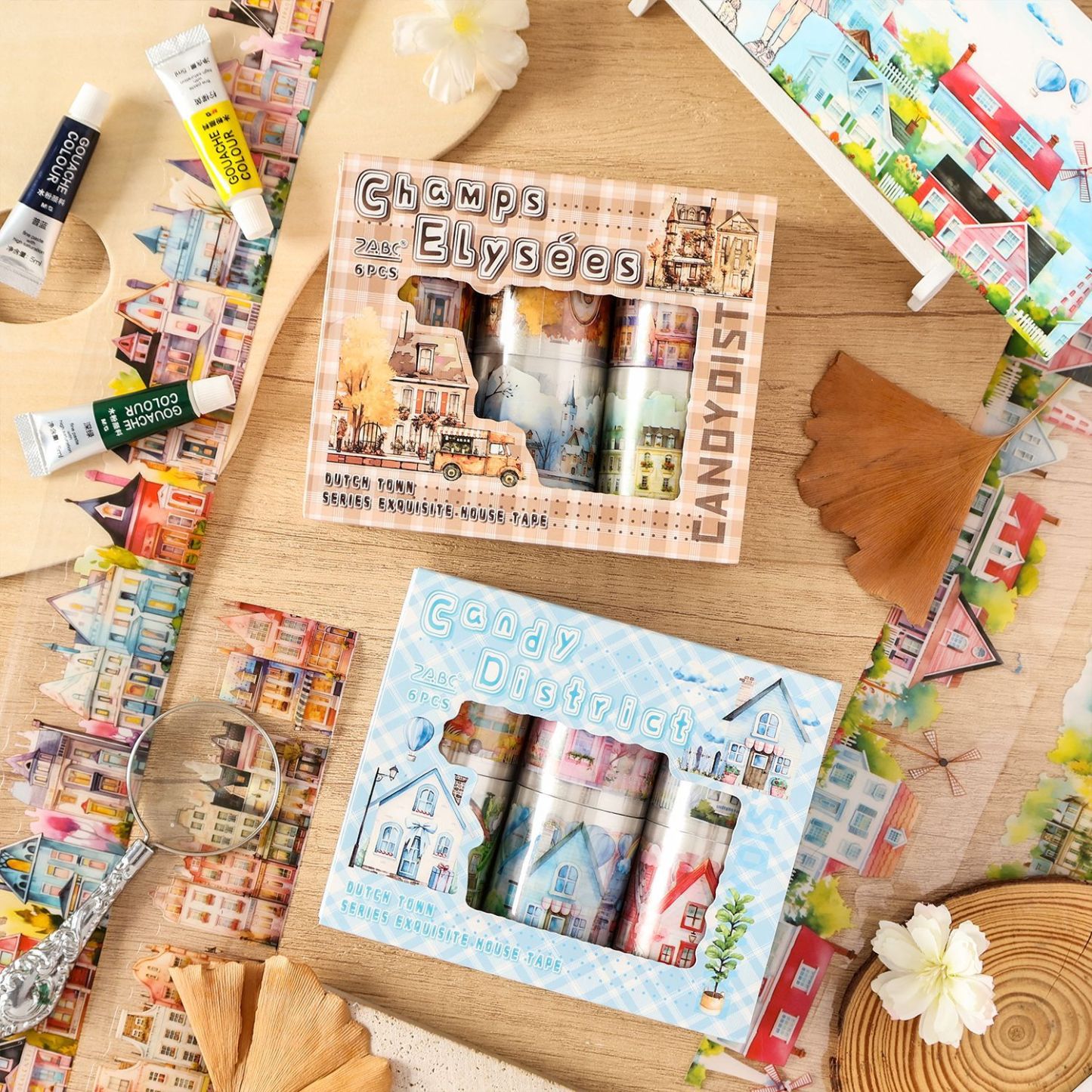 Dutch town themed PET tape set, 1.97*78.74 inches