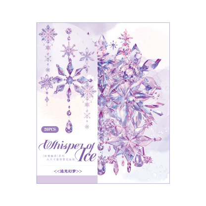 20Pcs/Pack Pre-cut Colorful Crystal Snowflake Shape PET Stickers