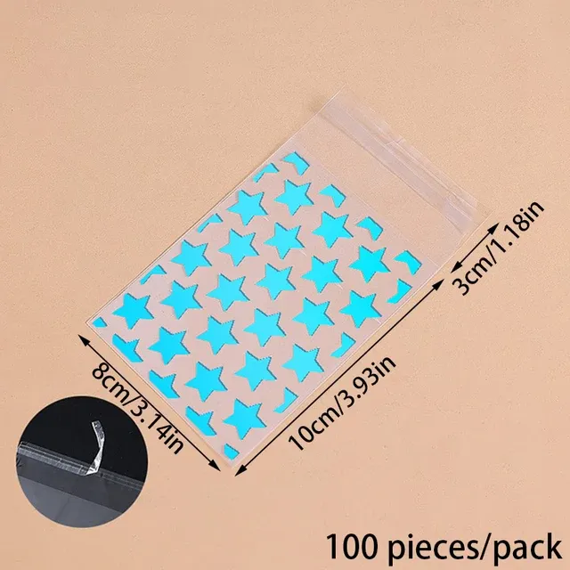 100pcs Plastic Transparent Packing Bags Star Polka Dot Candy Bags