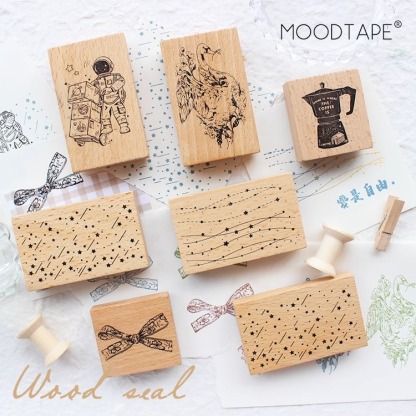 Moodtape Studio Coffee Starry Sky Bowknot Wooden Stamp