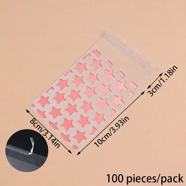100pcs Plastic Transparent Packing Bags Star Polka Dot Candy Bags