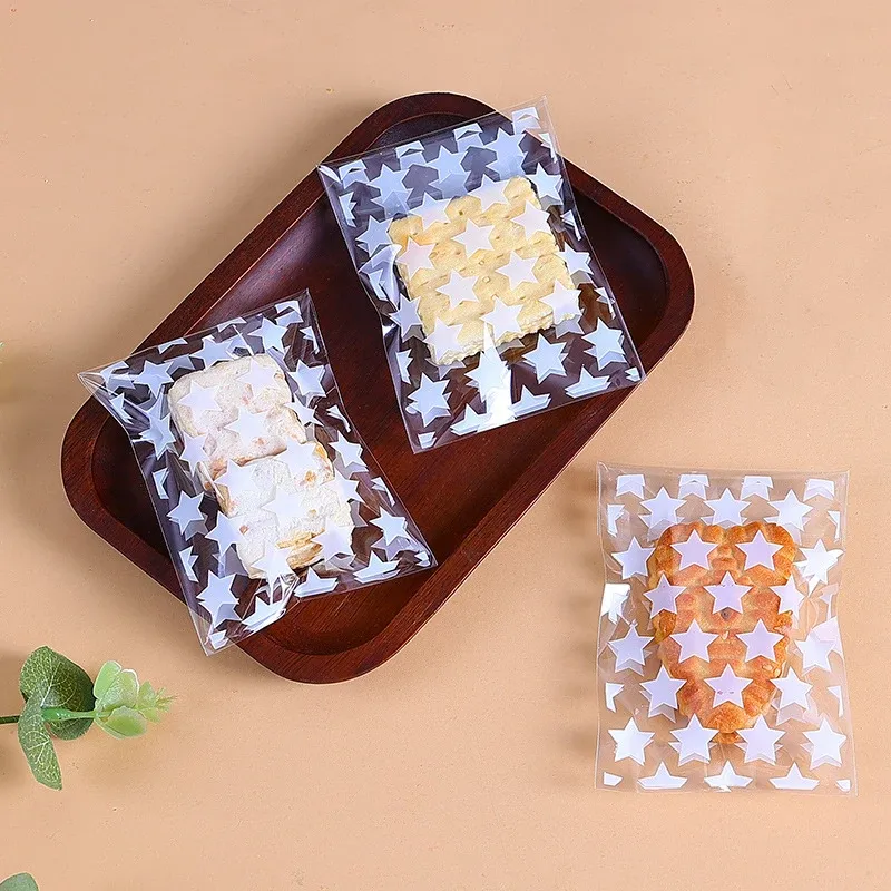 100pcs Plastic Transparent Packing Bags Star Polka Dot Candy Bags
