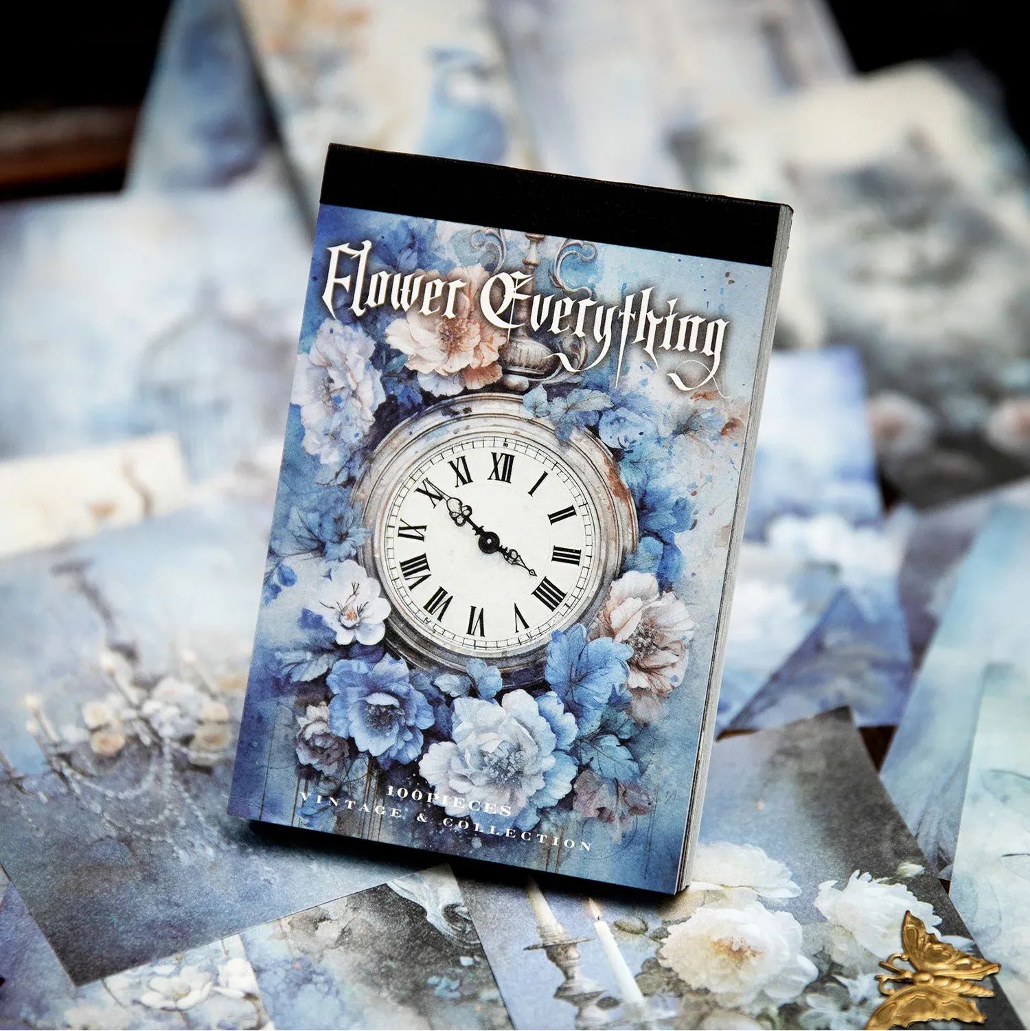 100pcs/lot Retro Dark Flower Theme Mini Material Book