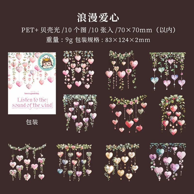 10pcs/1lot Floral crystal themed PET Stickers