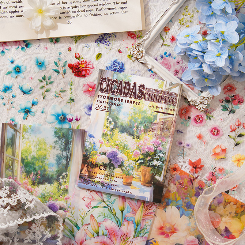 20Sheet/Pack Flower Theme PET Sticker Book