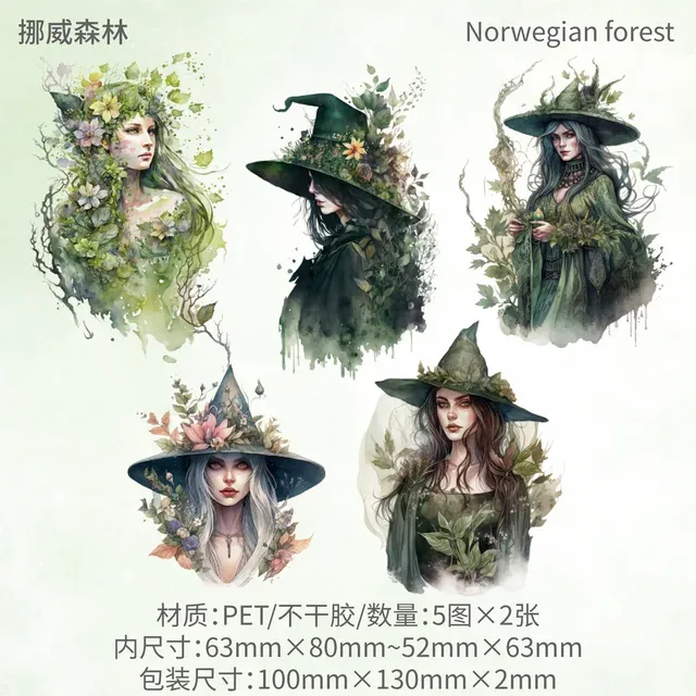 10Pcs Magic Fairy PET Sticker Pack Scrapbooking Craft Supplies-JournalTale