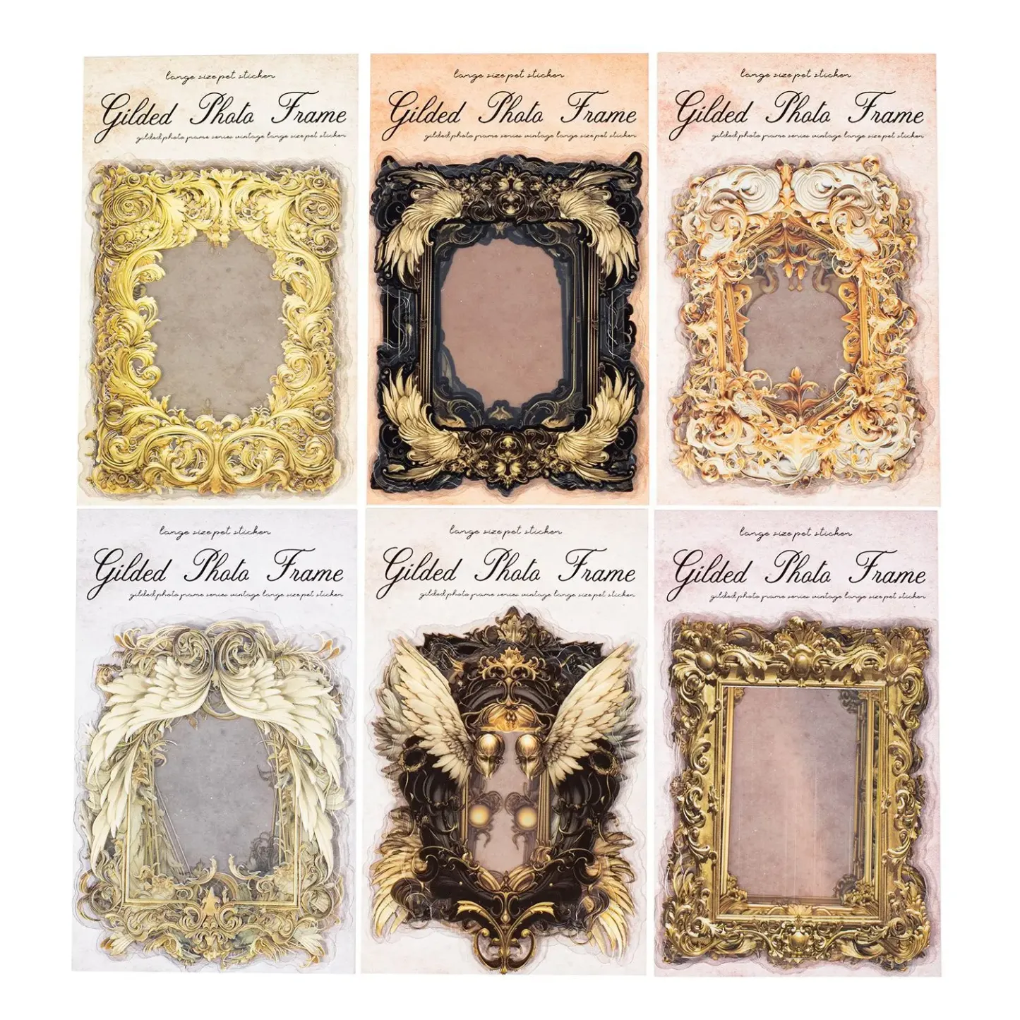 10 PCS/1 Pack Gold Plated Photo Frame Scrapbook Decoration Stickers